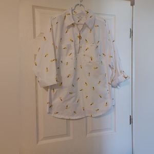 Coral Bay Womens Size 1X Pineapple Print Cotgon Blend Top